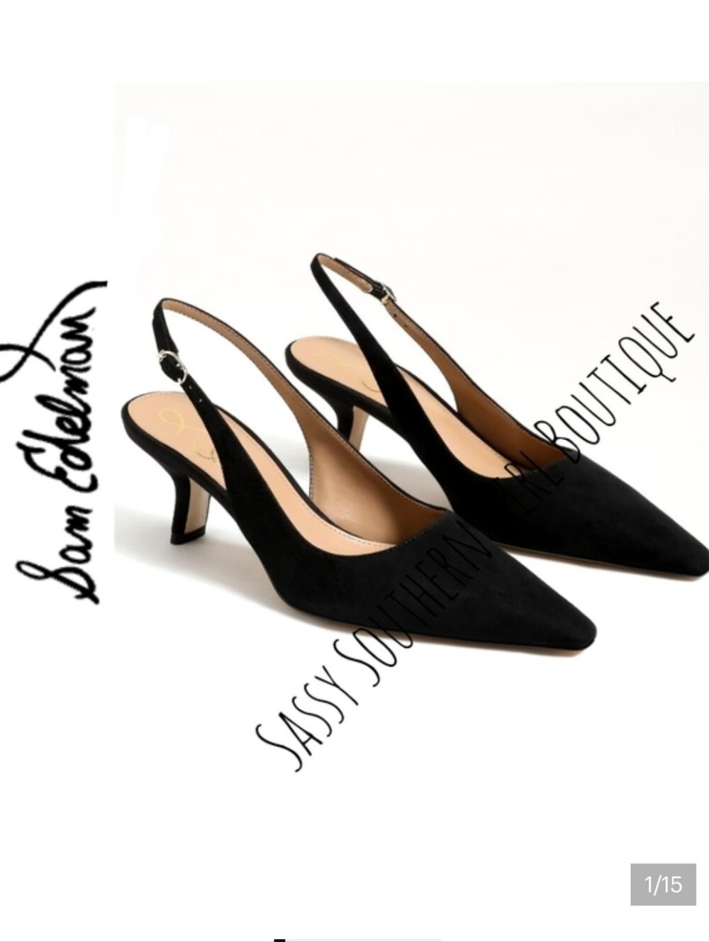 ⭐🆕Sam Edelman black suede sling black heels